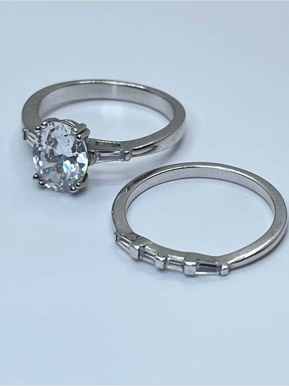 Sterling Silver CZ Double Band Engagement Style Ring Size 7 New